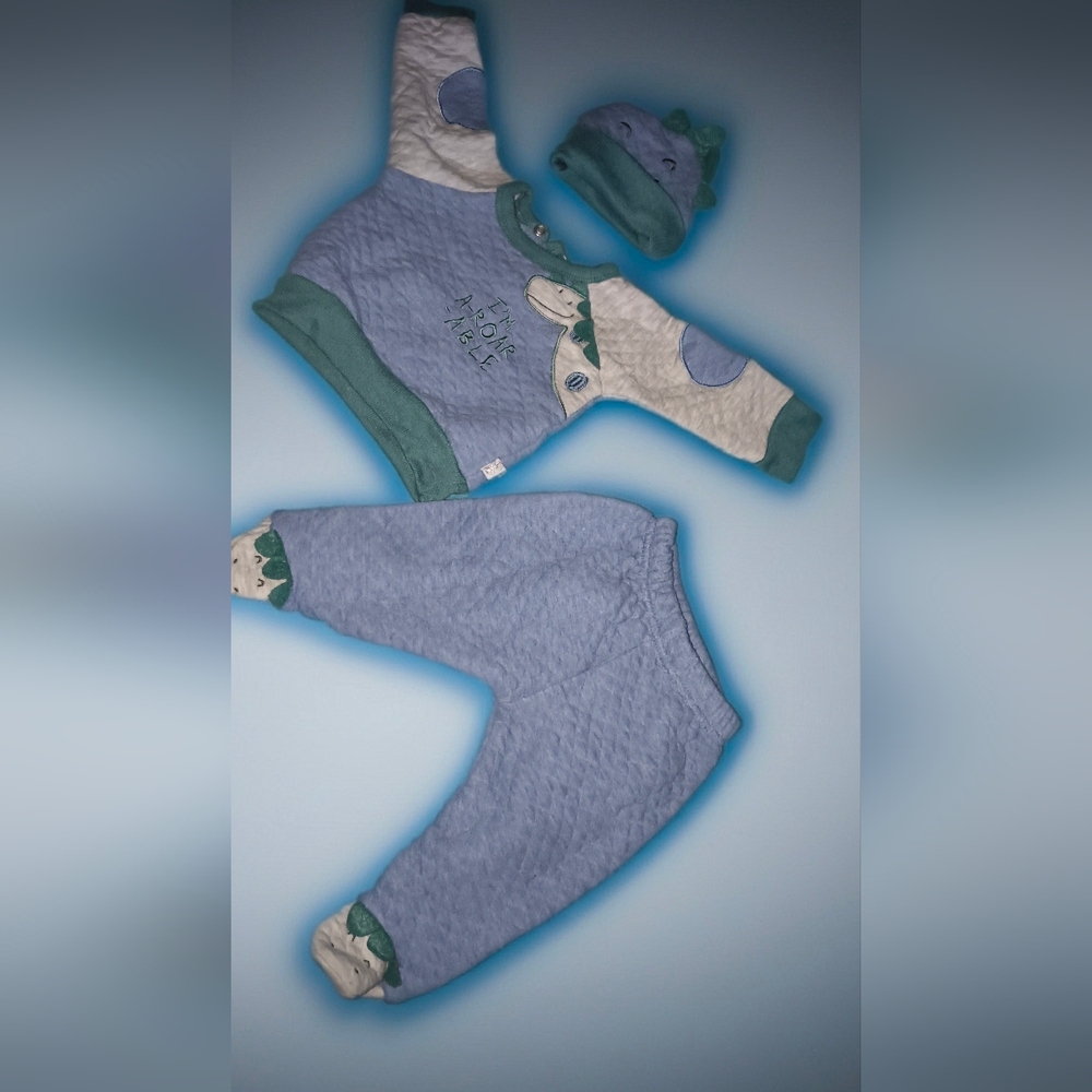 Kids Dinosaur Print Matching Set - Blue and Green